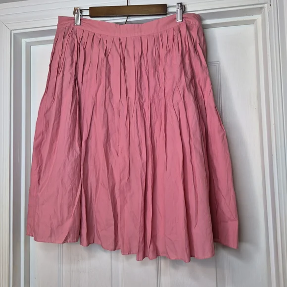 Talbots Pink A-Line Pleated Midi Skirt Size 14 - Picture 1 of 9
